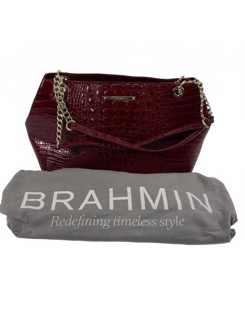 Brahmin Corington Carmine Red Melbourne Croc-Embossed Leather Tote NWT